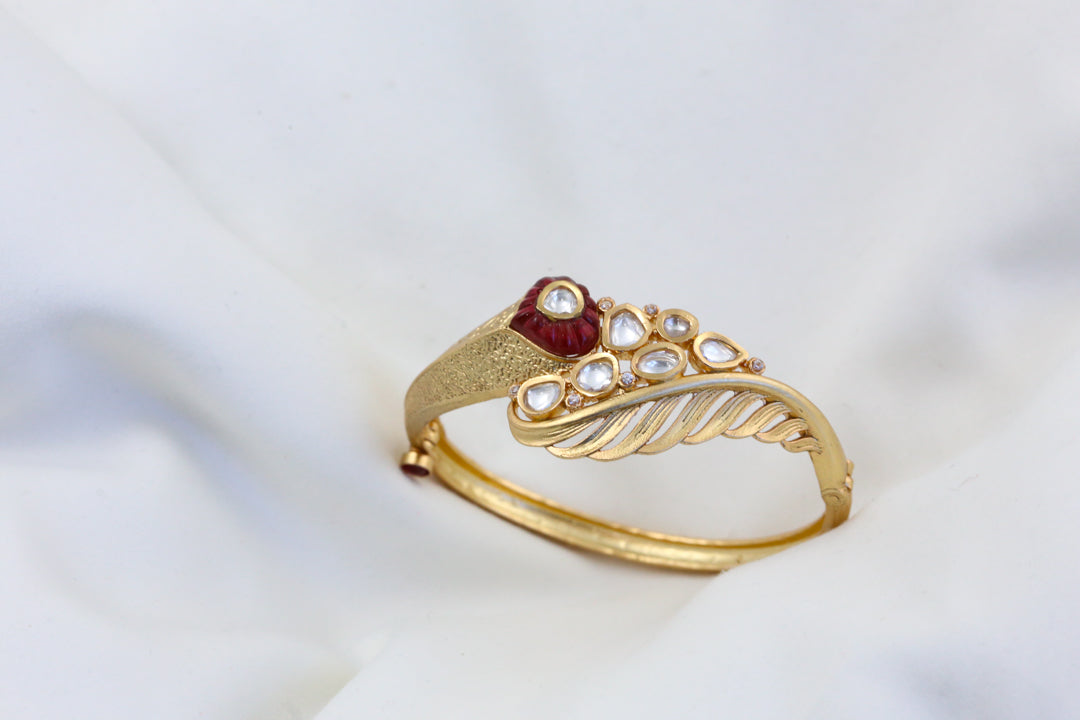 Premium Polki Bracelet - Red Stone (Openable)