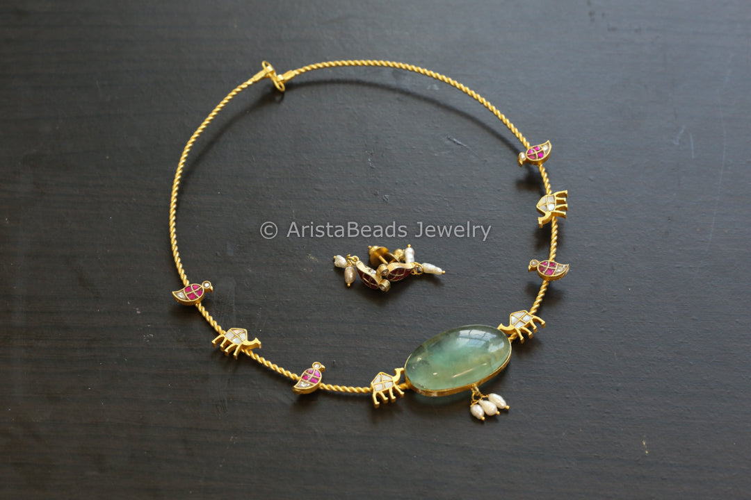 Fluorite & Jadau Kundan Hasli
