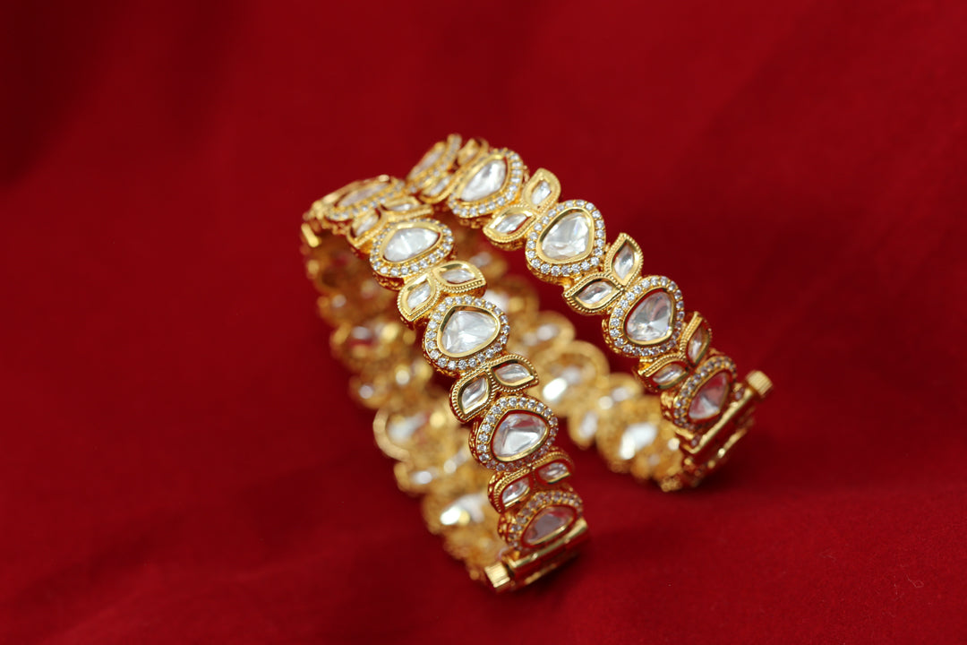 Mahira Premium Kundan Polki Bangle Set (2.4 Openable)