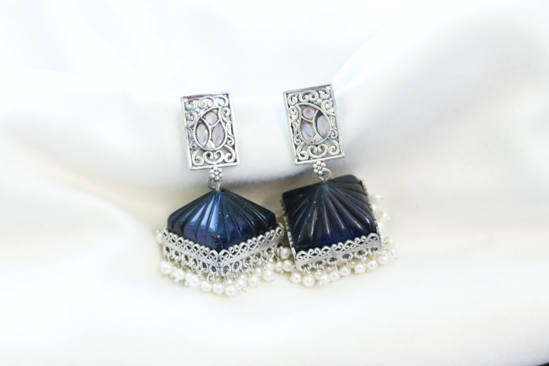 Blue Glass Jhumka