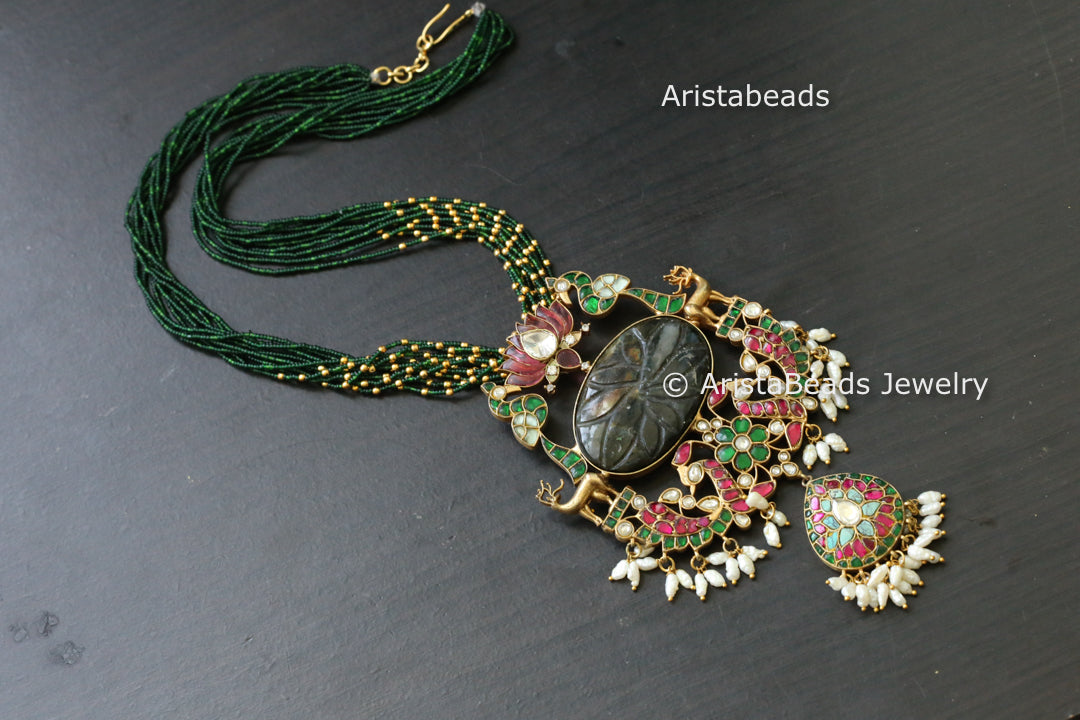 Labradorite Fusion Jadau Pendant (Removable Chain)