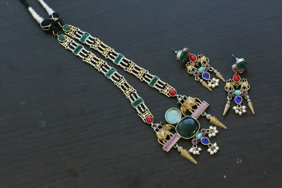 Suhana Dual Tone Multicolor Necklace Set