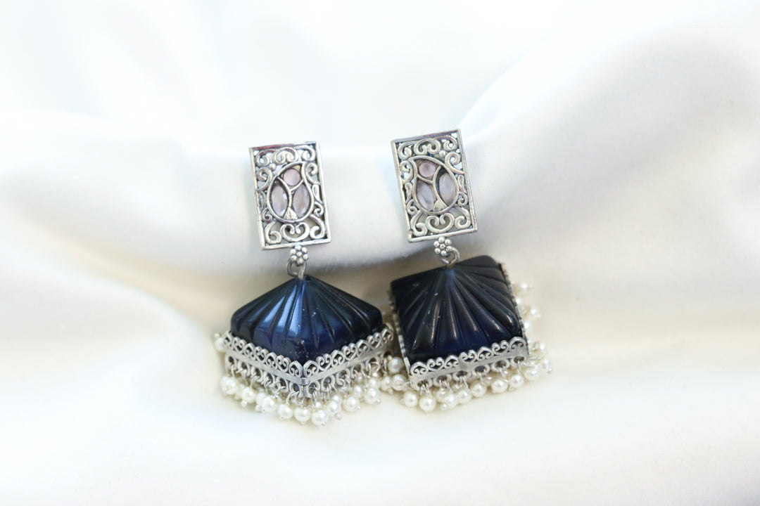 Blue Glass Jhumka