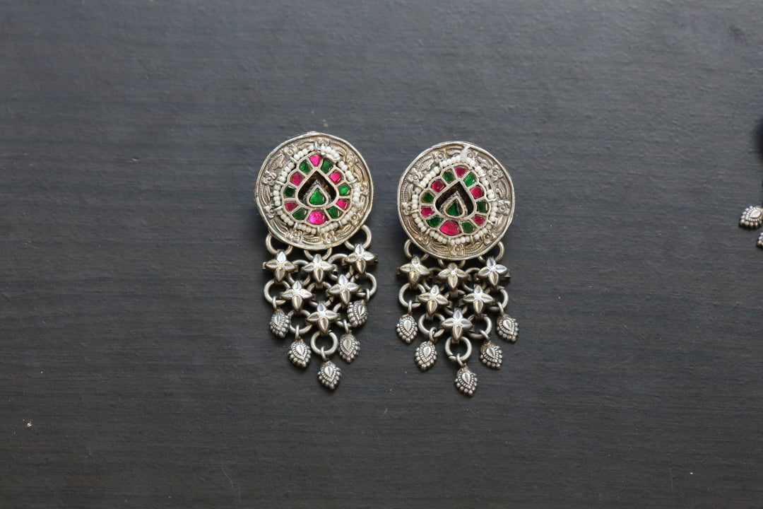 Jadau Next To Real Silver Earrings