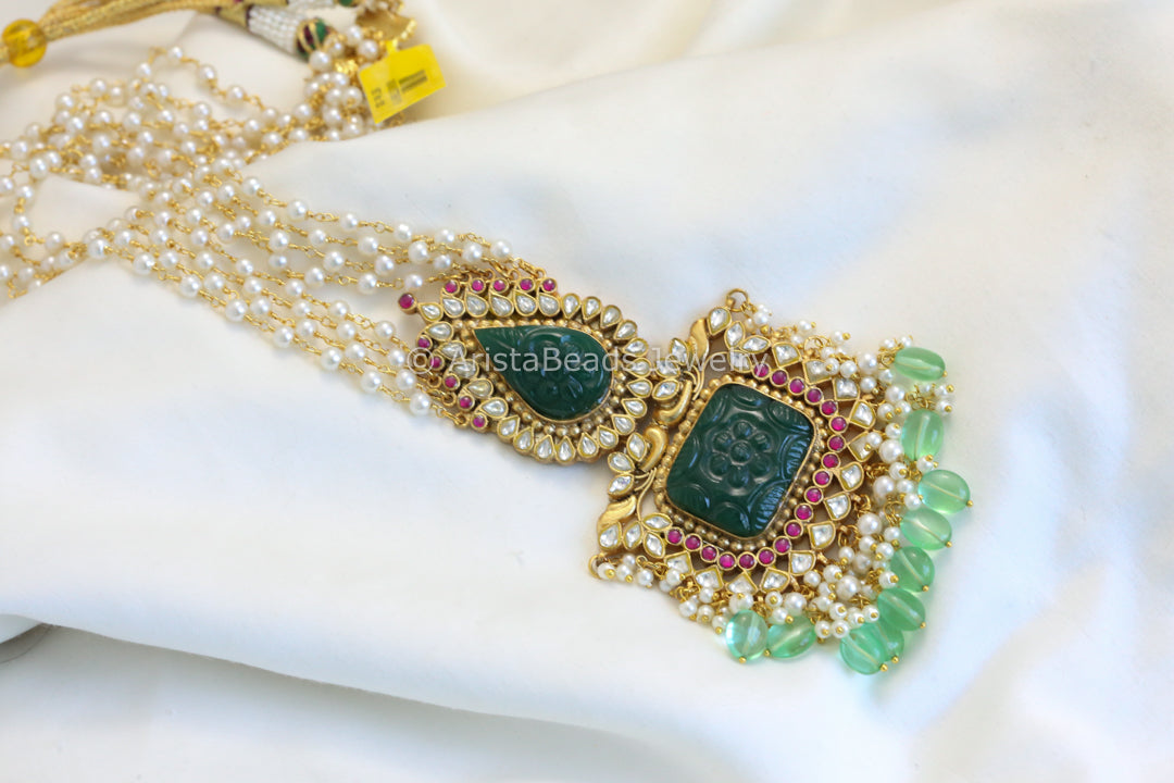 Jadau Kundan Carved Stone Necklace