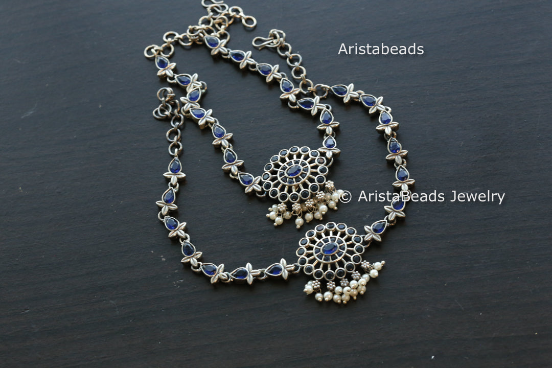 Oxidized Stone Payal/ Anklet -Blue