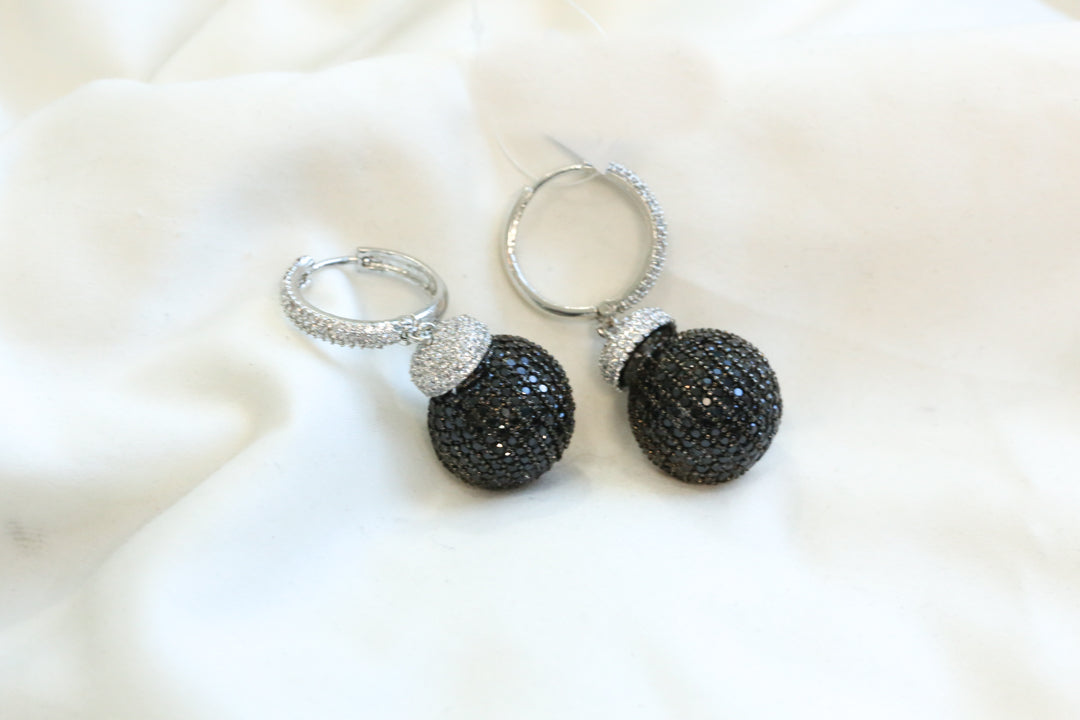 CZ Pave Setting Hoop Earrings