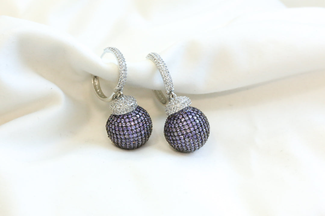CZ Pave Setting Hoop Earrings