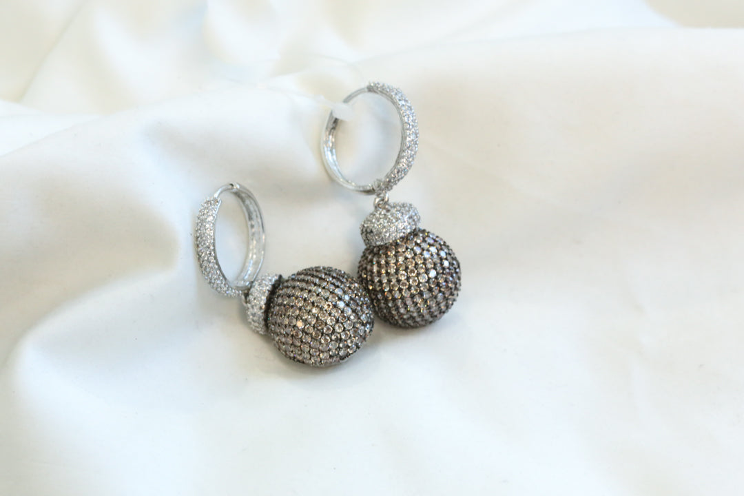 CZ Pave Setting Hoop Earrings