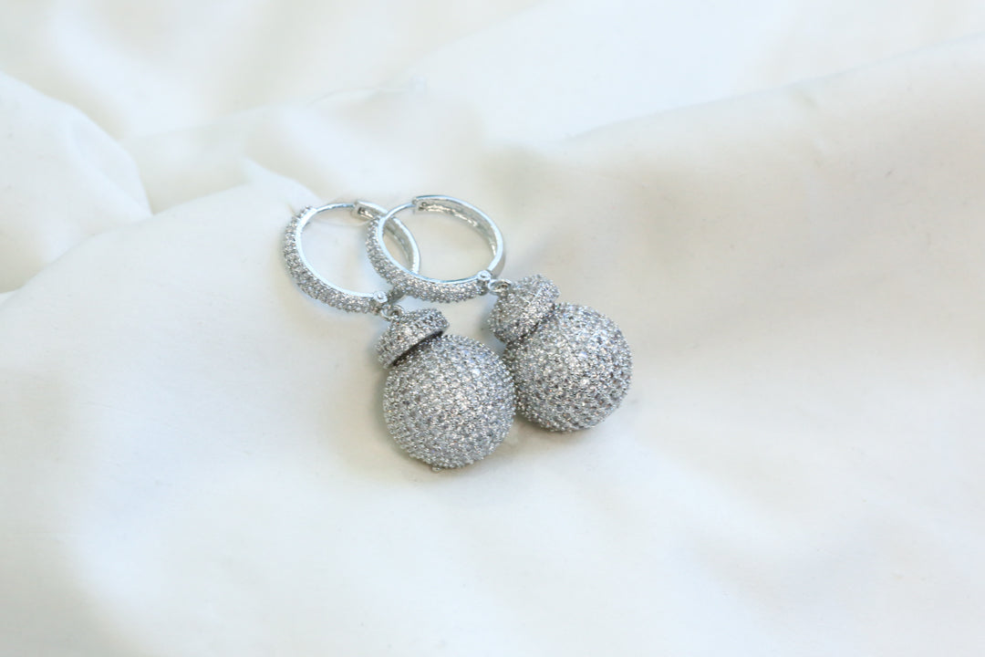 CZ Pave Setting Hoop Earrings
