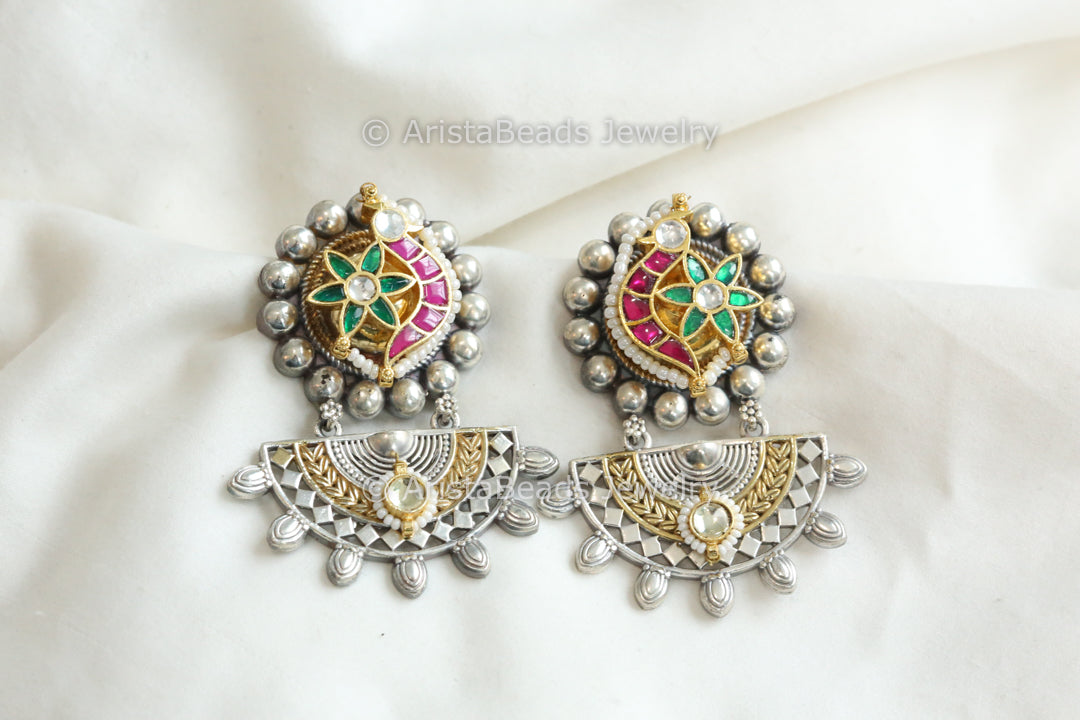 Ruby Green Dual Tone Chandbaali