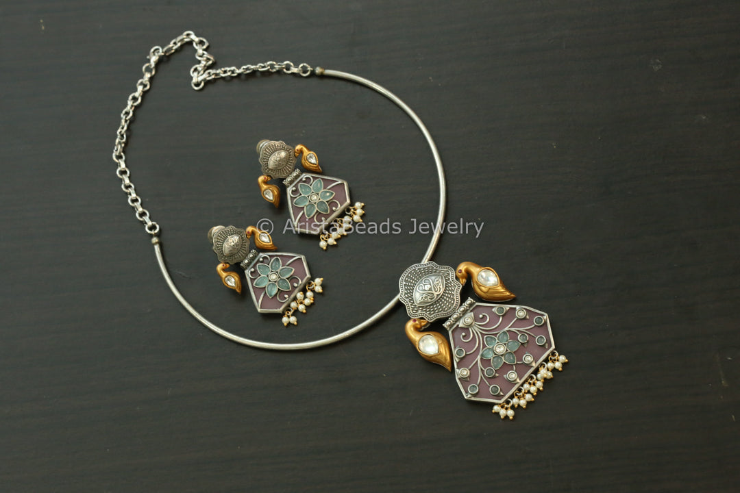 One Of A Kind Hasli Necklace Set -Blush Pink