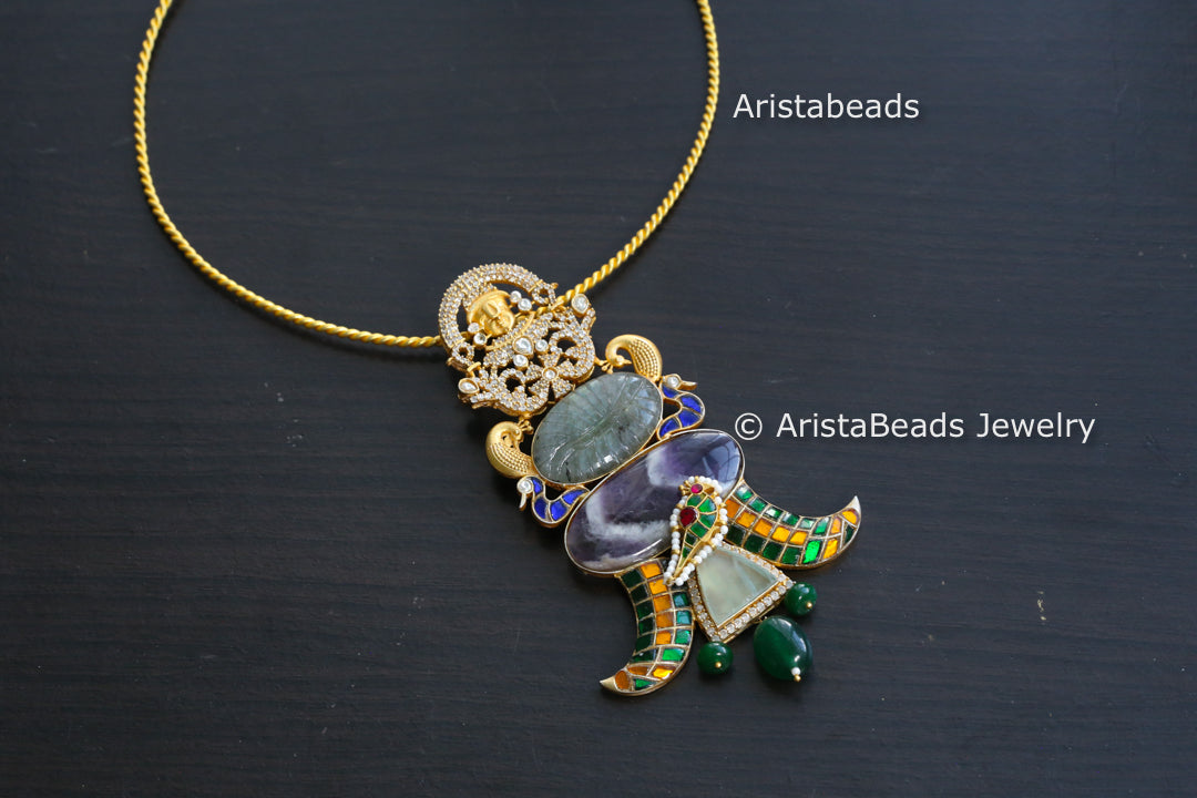Amethyst & Labradorite Balaji Fusion Pendant (Removable)