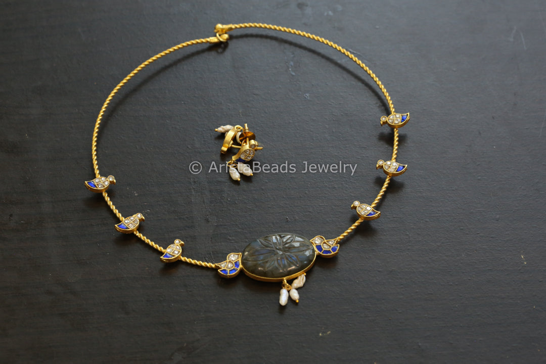 Labradorite & Kundan Jadau Hasli