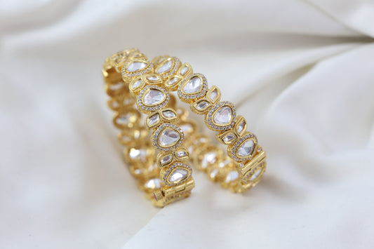 Mahira Premium Kundan Polki Bangle Set (2.4 Openable)