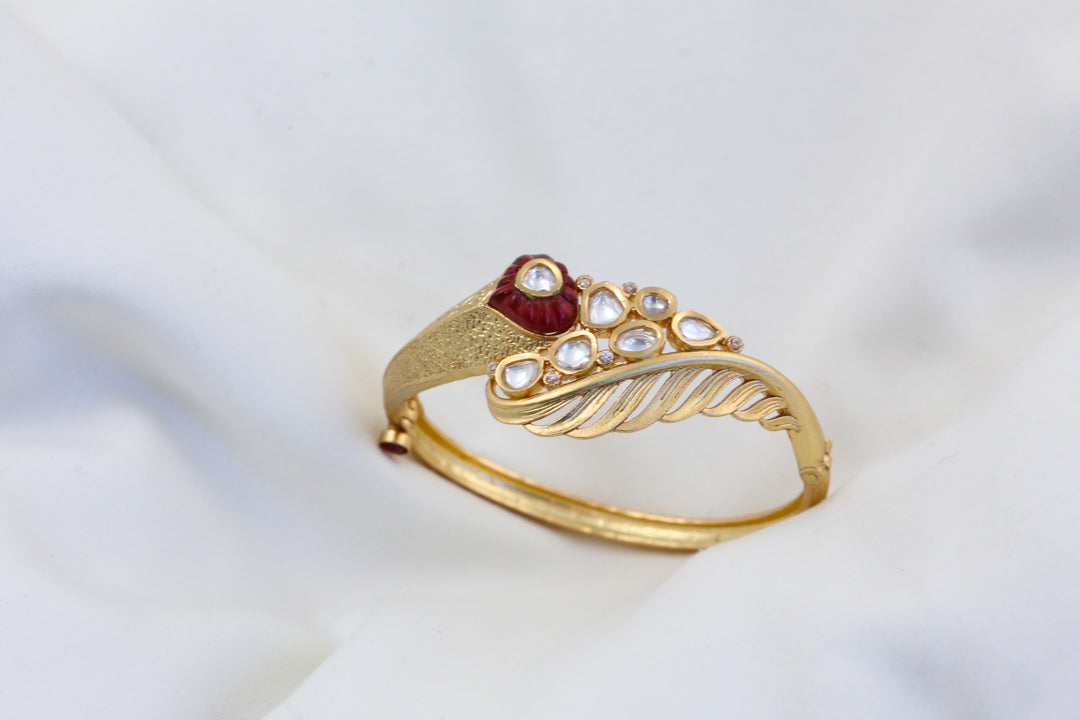 Premium Polki Bracelet - Red Stone (Openable)