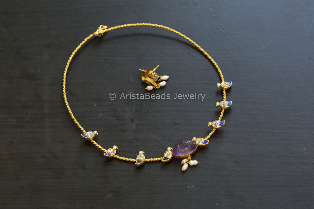 Amethyst & Kundan Jadau Hasli