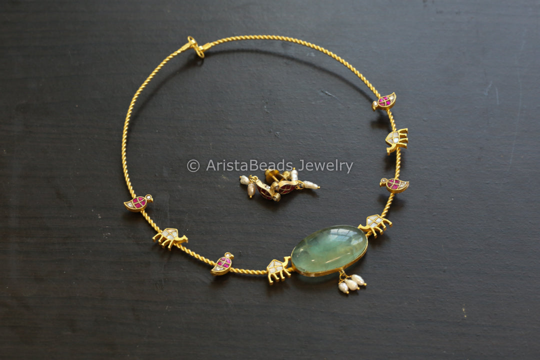 Fluorite & Jadau Kundan Hasli