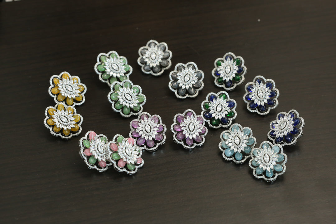 CZ & Pota Stones Studs