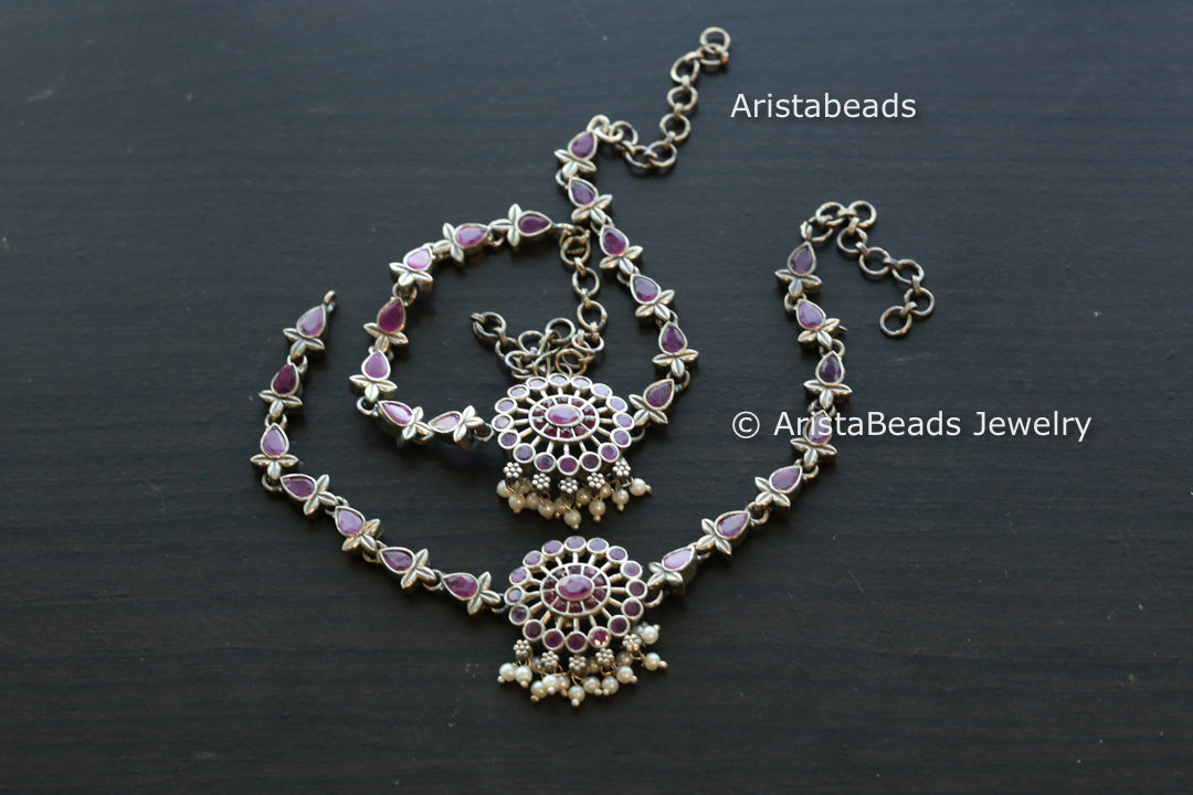 Oxidized Stone Payal/ Anklet -Ruby