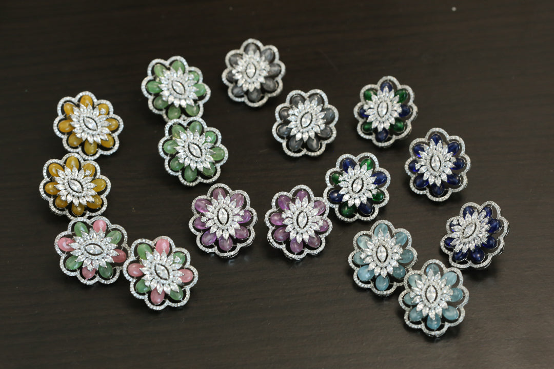 CZ & Pota Stones Studs