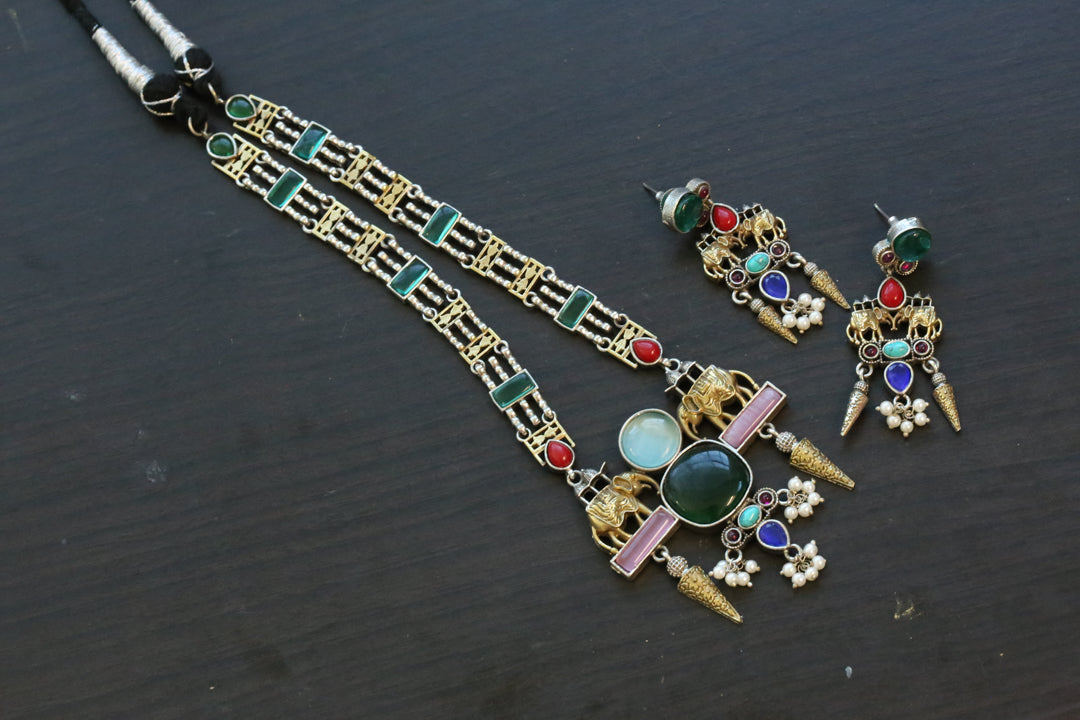 Suhana Dual Tone Multicolor Necklace Set