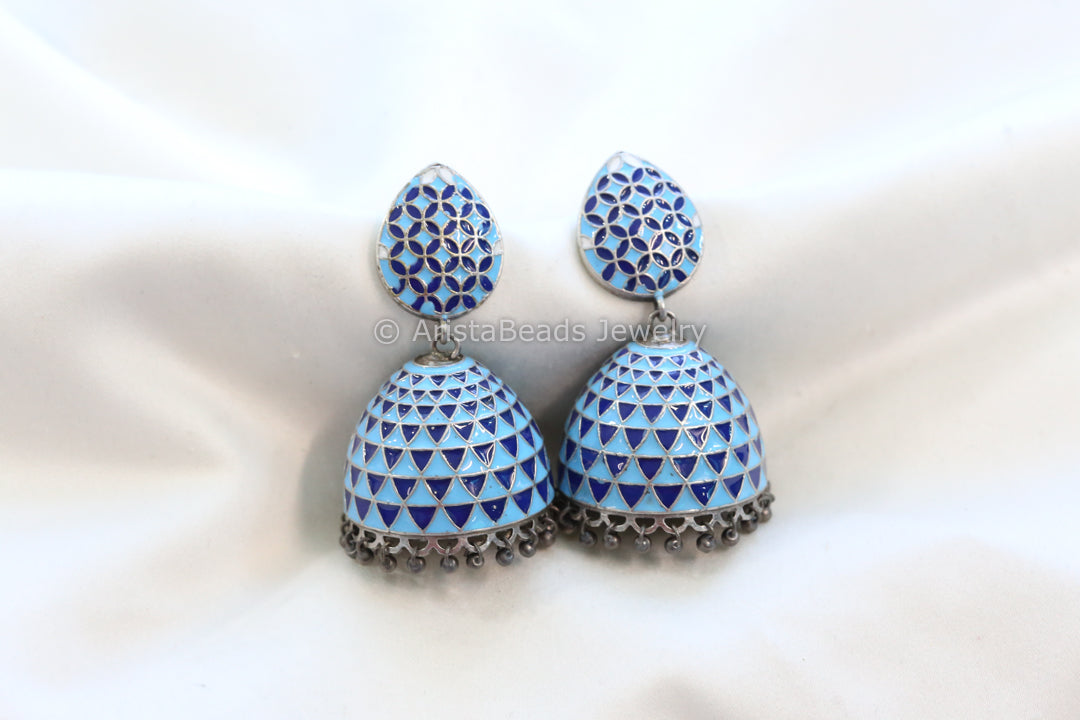 Enamel Jhumka - Blue Turquoise