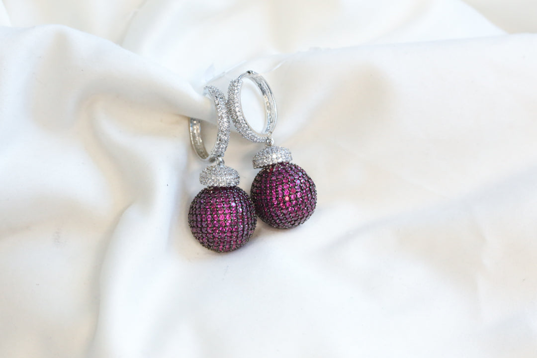 CZ Pave Setting Hoop Earrings
