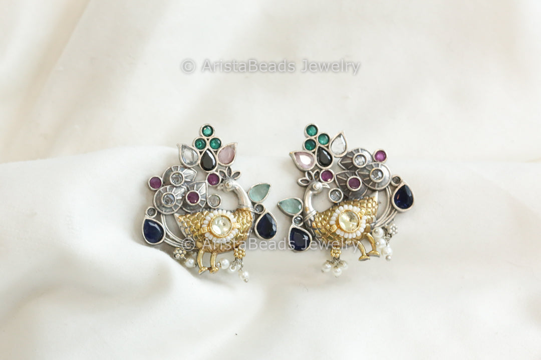 Mayura Kundan Fusion Stud - Multi