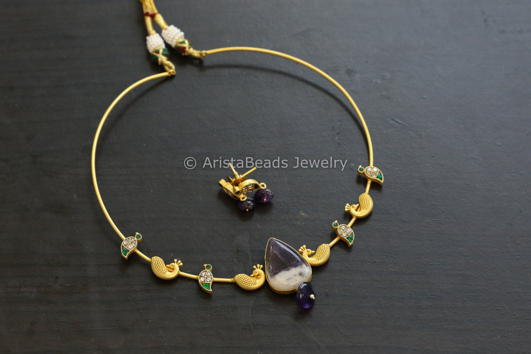 Amethyst & Jadau Kundan Hasli