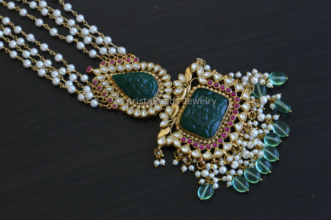 Jadau Kundan Carved Stone Necklace