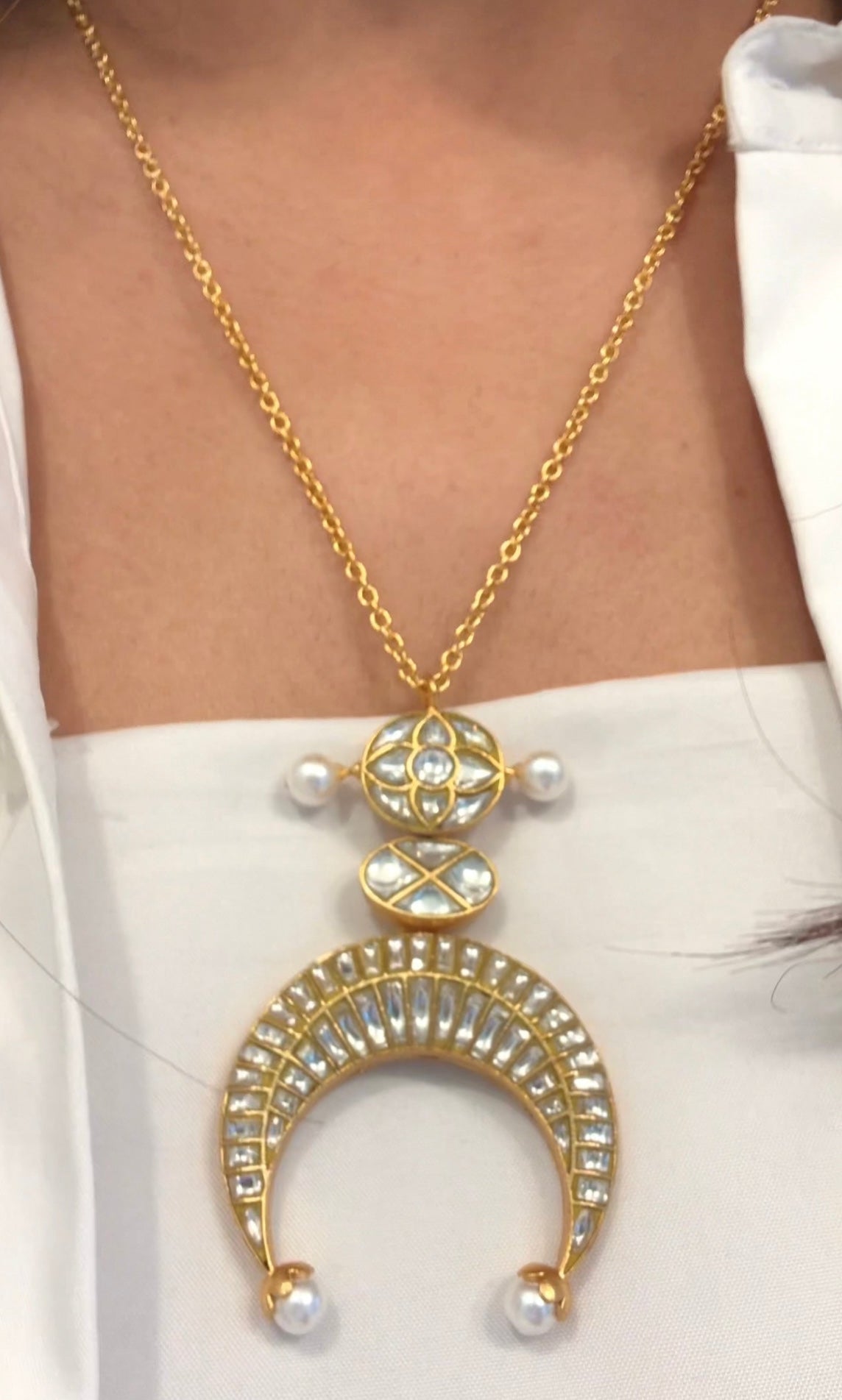 Chandini Fusion Jadau Necklace Set (103-90) - Clear