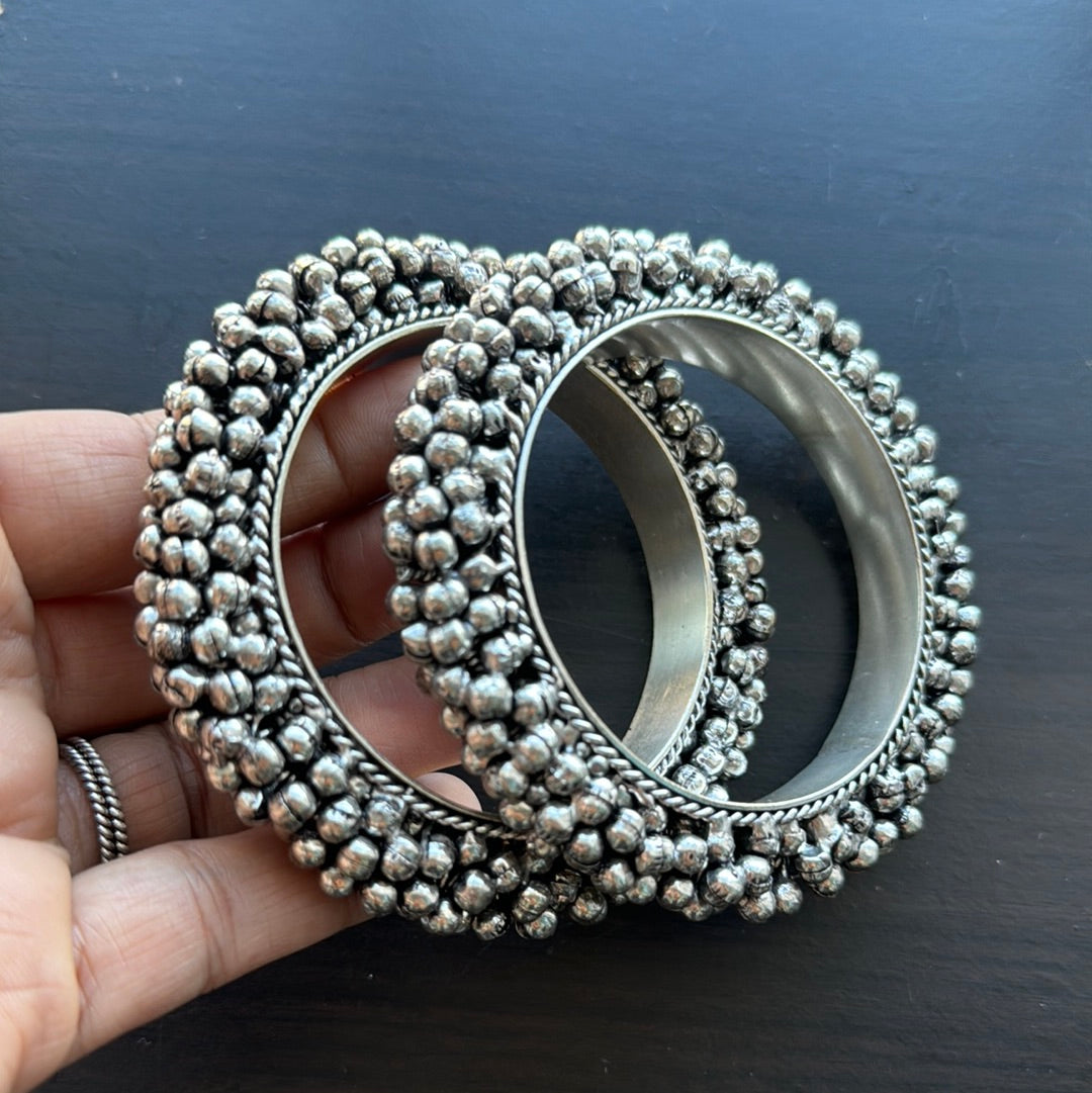 Silver Look Ghungroo Bangle Set