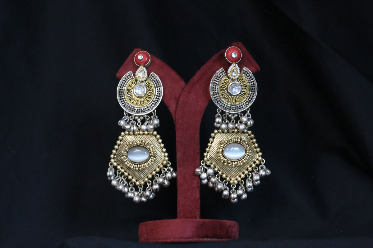 Dual Tone Fusion Earrings - Coral