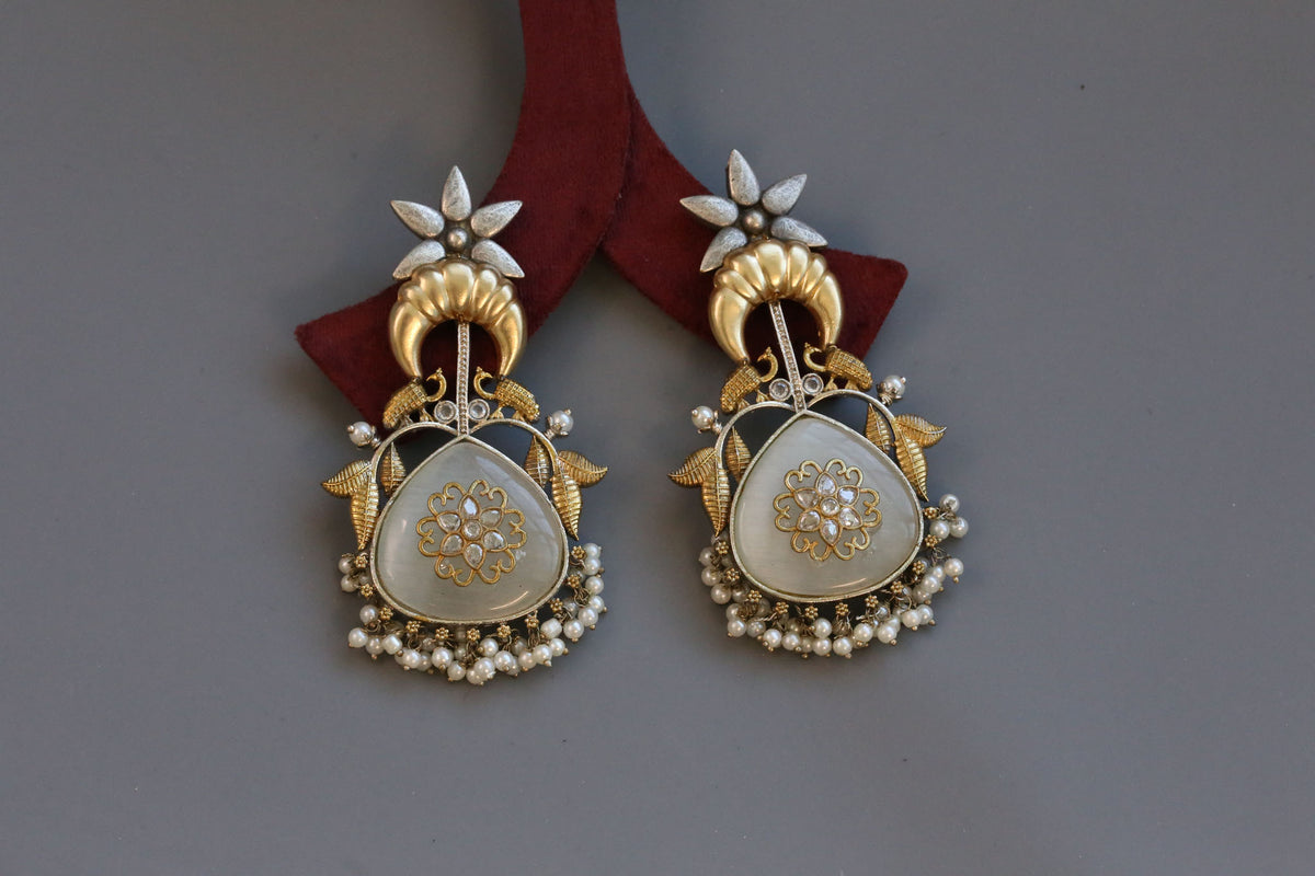 Dual Tone Fusion Earrings- Gray