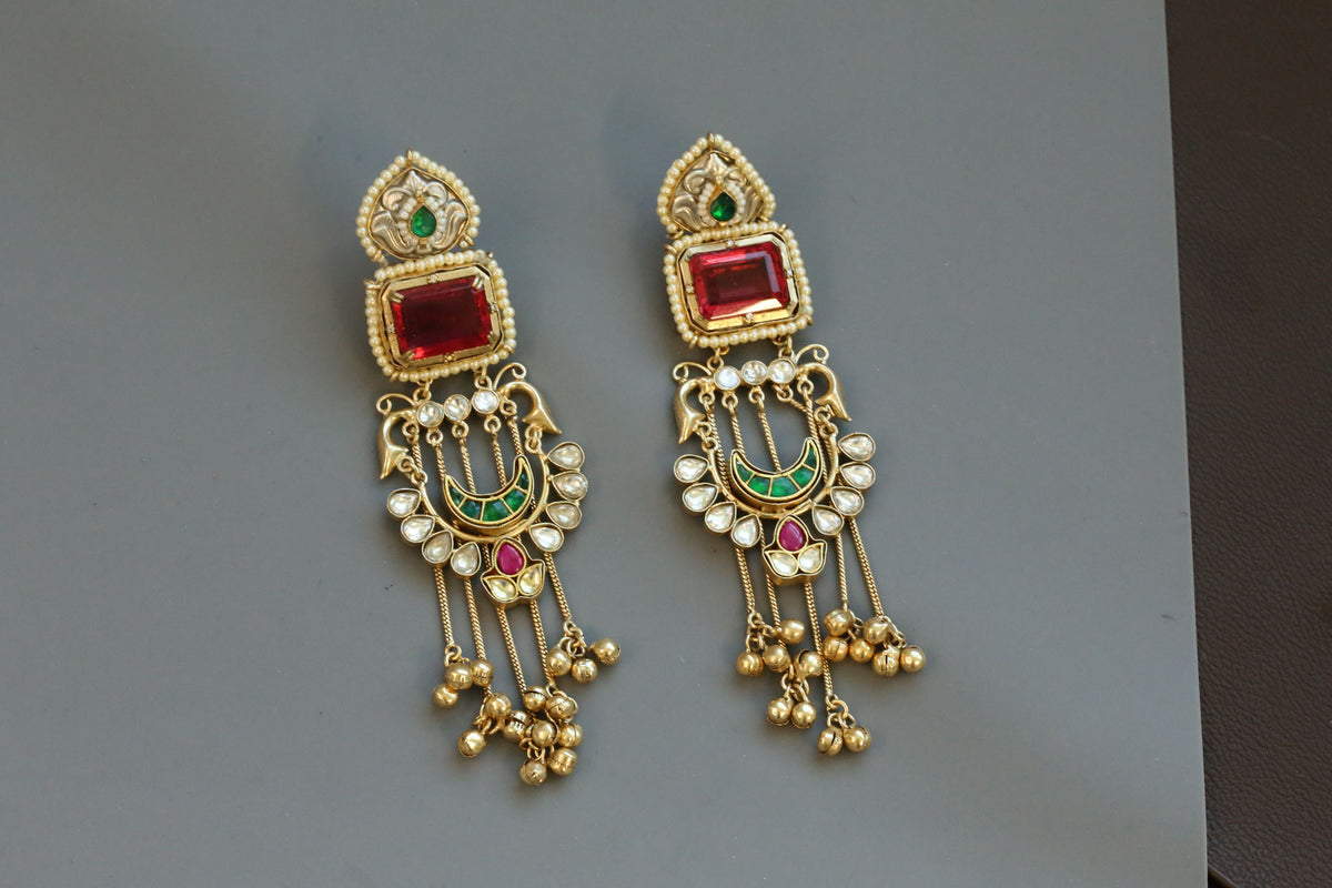 Kashmiri Kundan Fusion Earrings