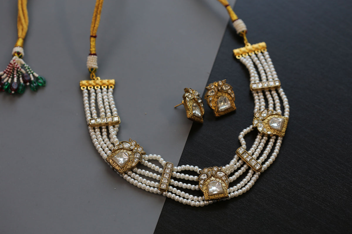 Jharoka Vintage Look Kundan Necklace Set