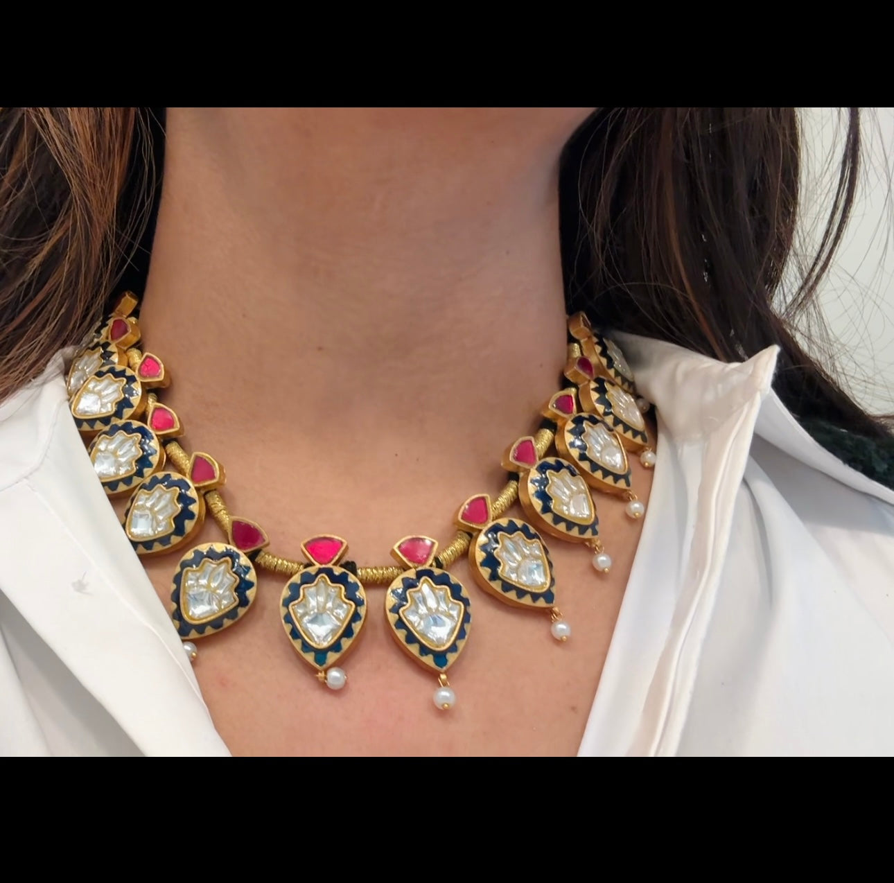 Fusion Jadau Kundan Meenakari Necklace Set