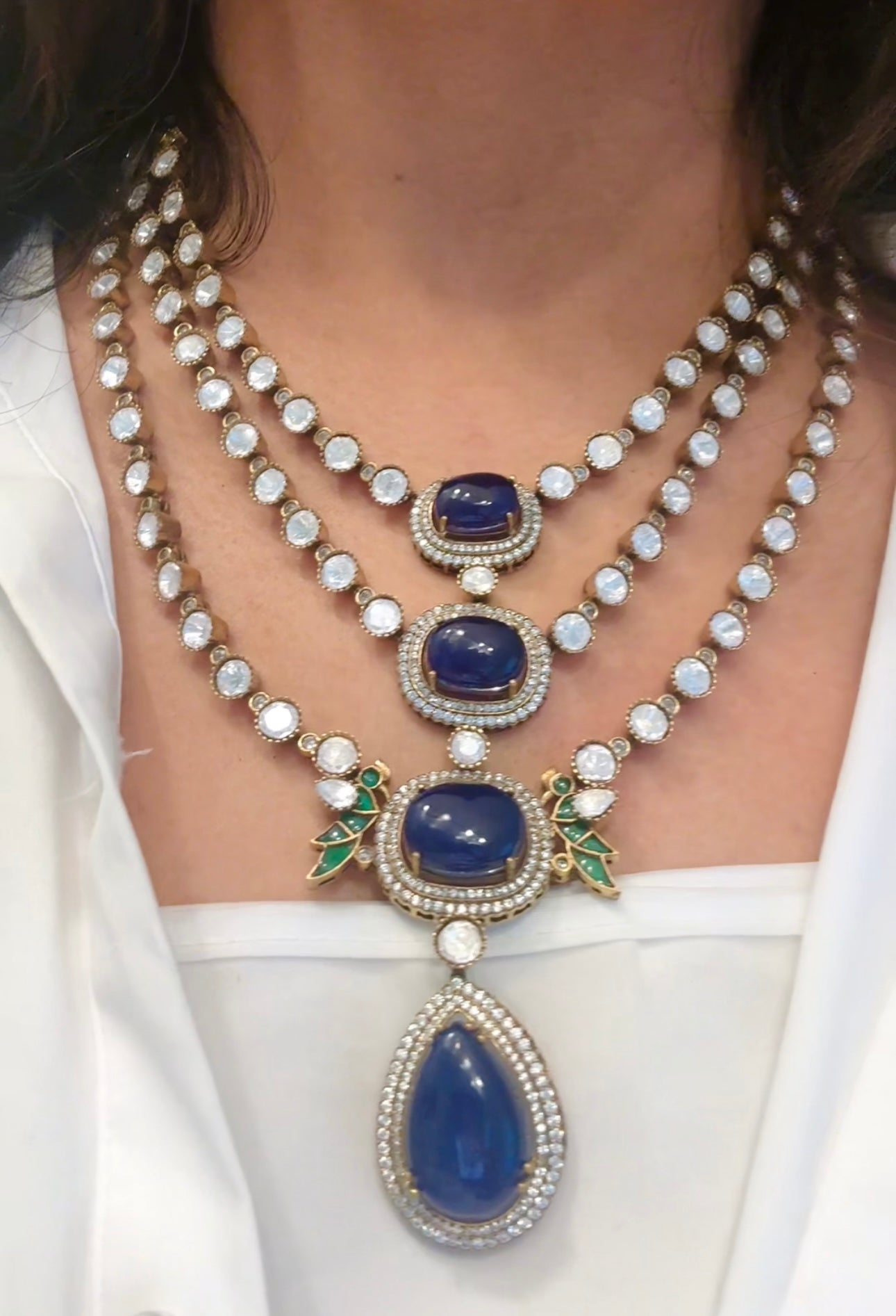 Blue Pota & Kundan Uncut Polki Kundan Set (ABJ-N101-20)
