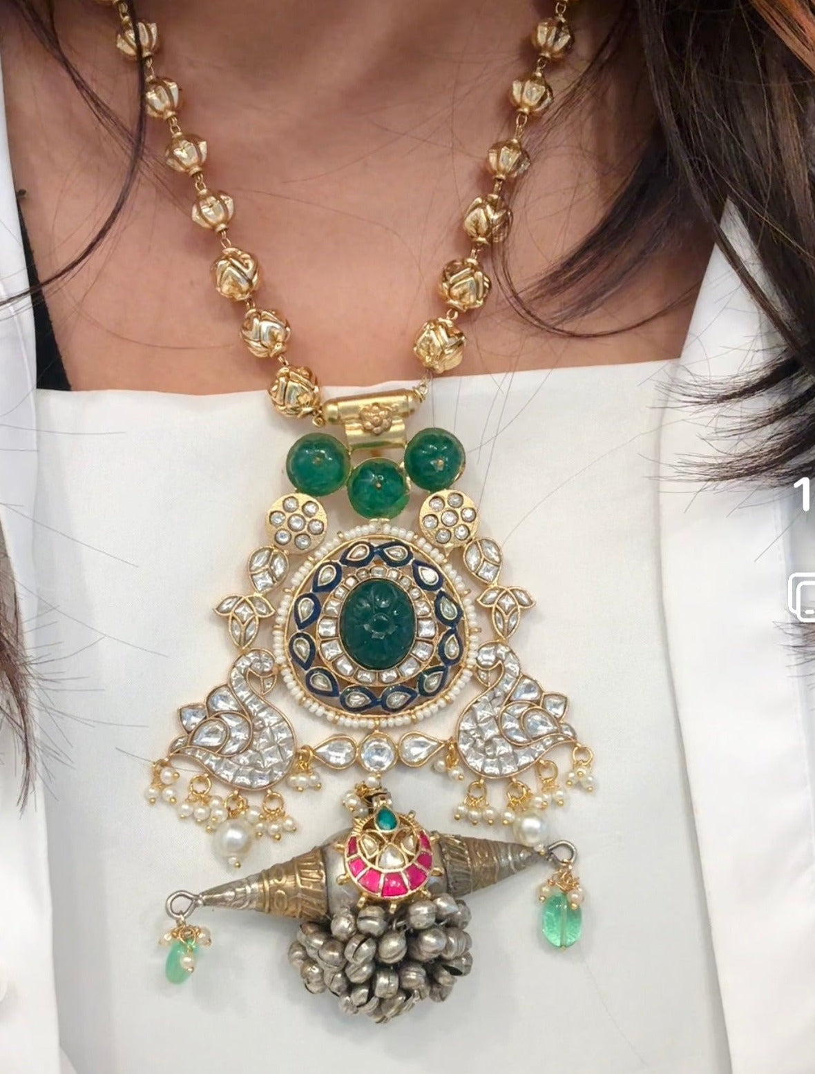 Silver Look Alike Fusion Kundan Necklace (ABJ-N101-44)