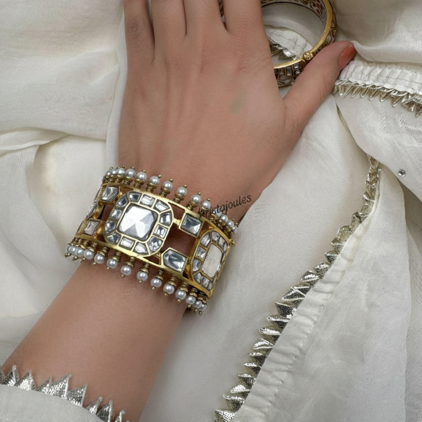 Kshitija Designer Jadau Kundan Bangle (2.4 Openable)