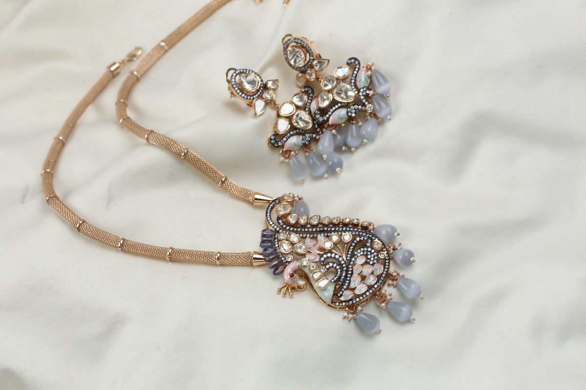 Yashika Enamel & LV Moissanite Set - Gray