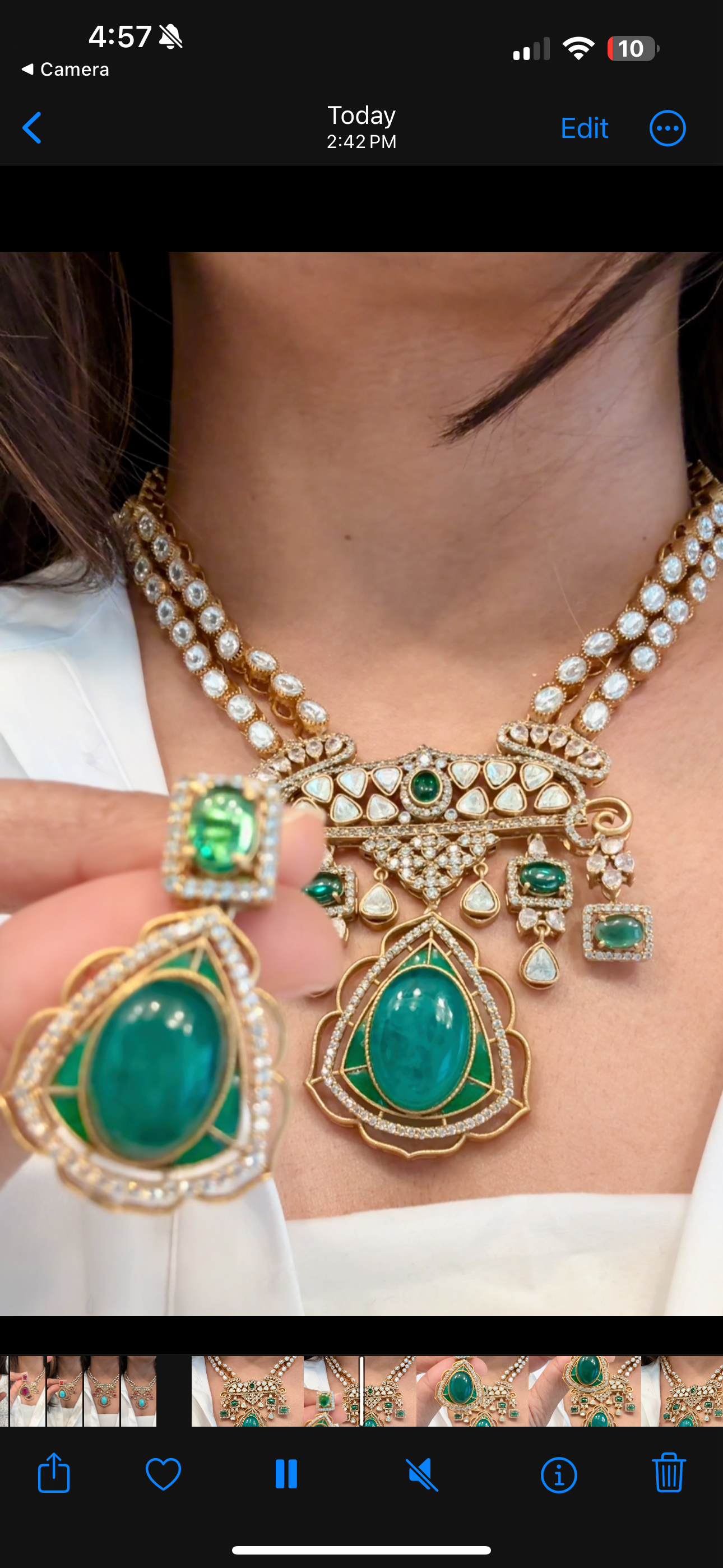Victorian Moissanite Look Polki & Pota Doublet Set - Green