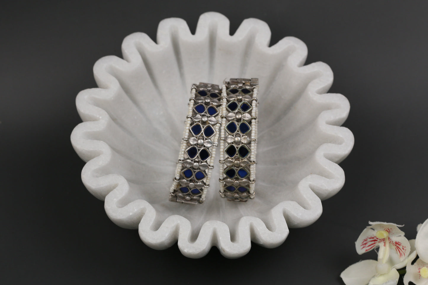 Rajasthani Glass Bangles - Blue ( 2.4 openable)