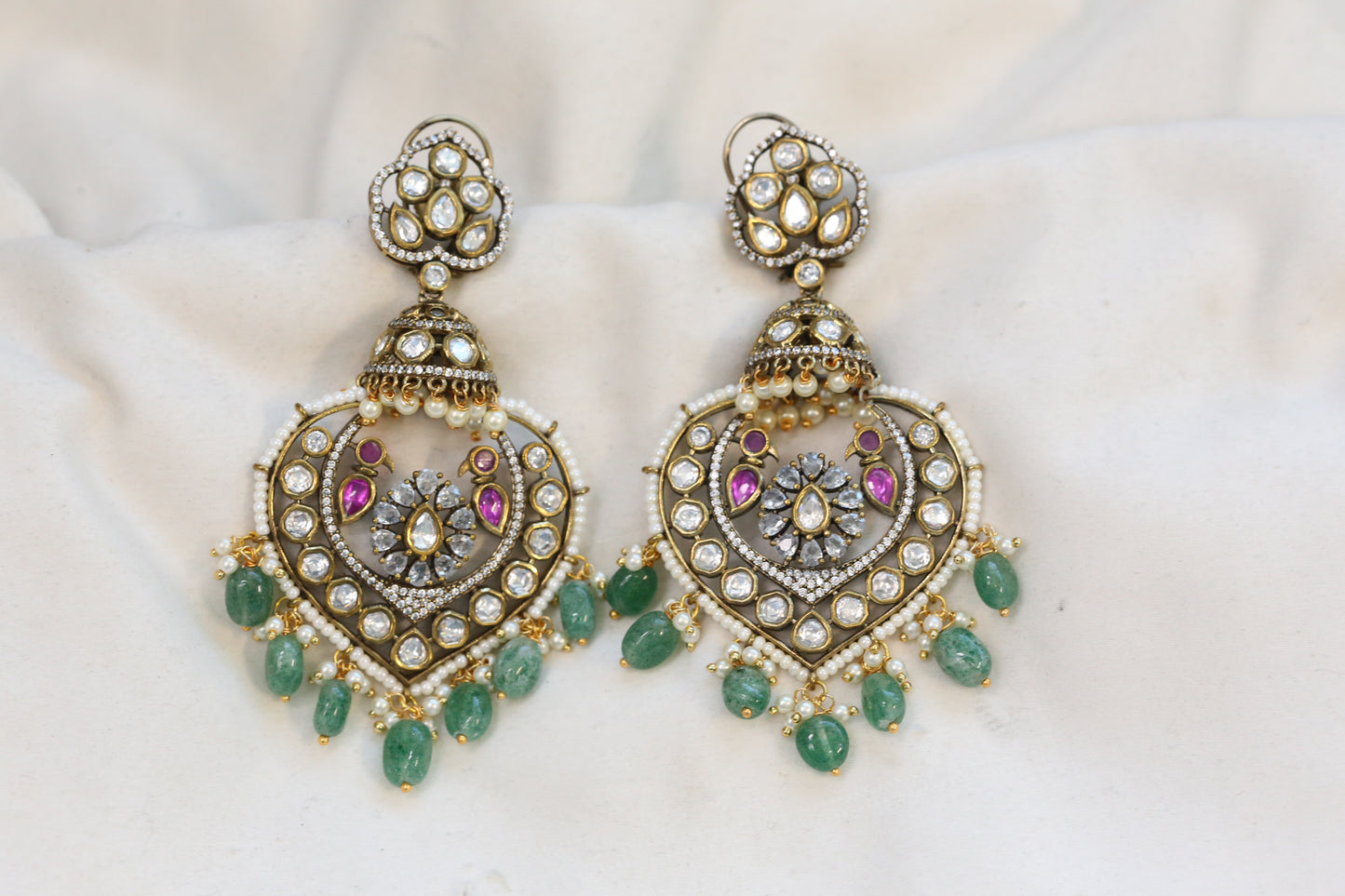 Moissanite, CZ & Aventurine Chandbaali