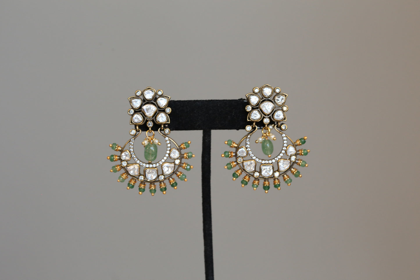 Moissanite & Real Aventurine Chandbaali
