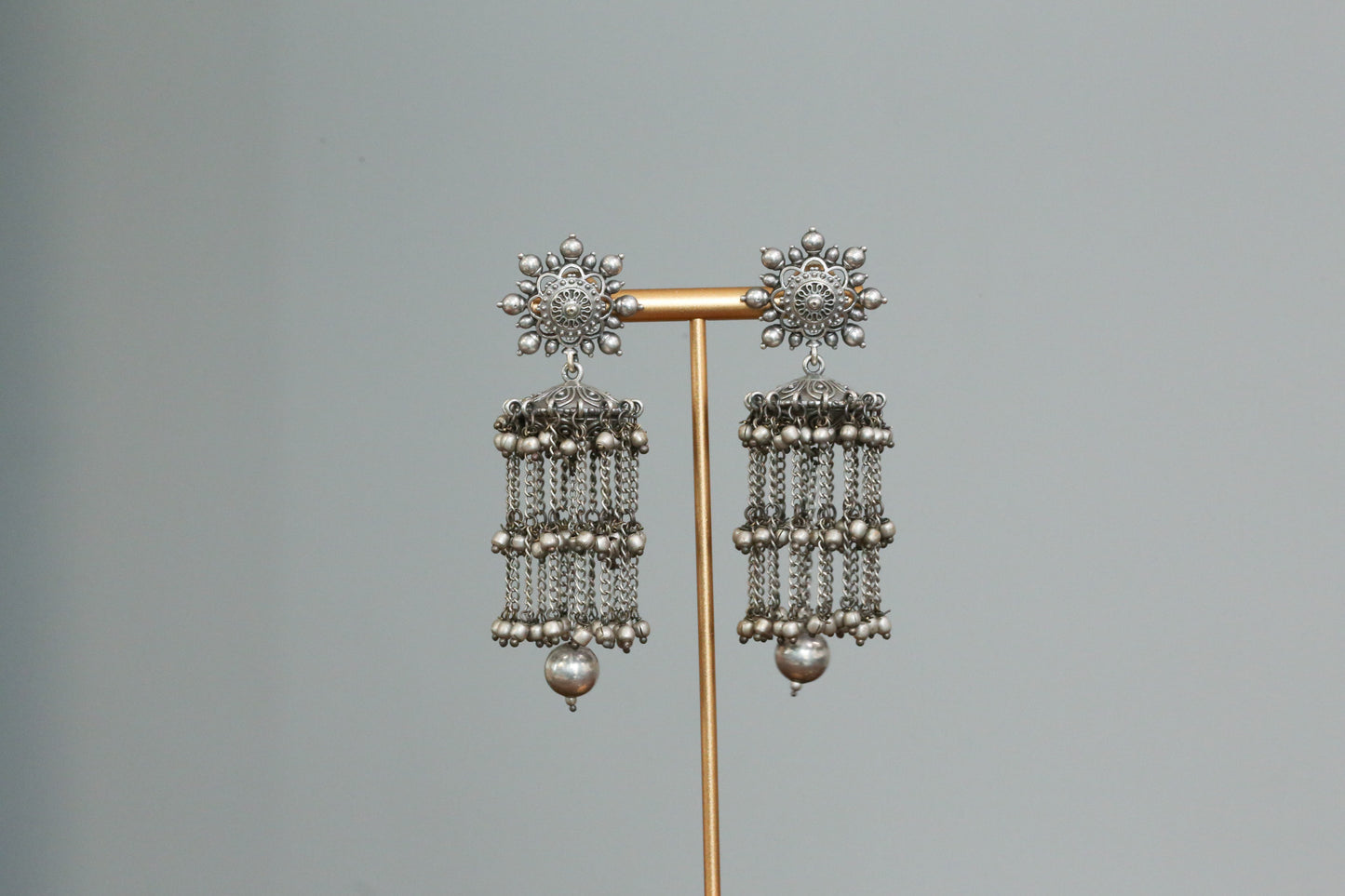 Jaana Oxidized Tassel Jhumka