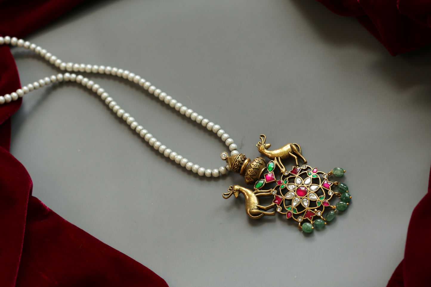 Nyra Fusion Jadau Pendant Necklace