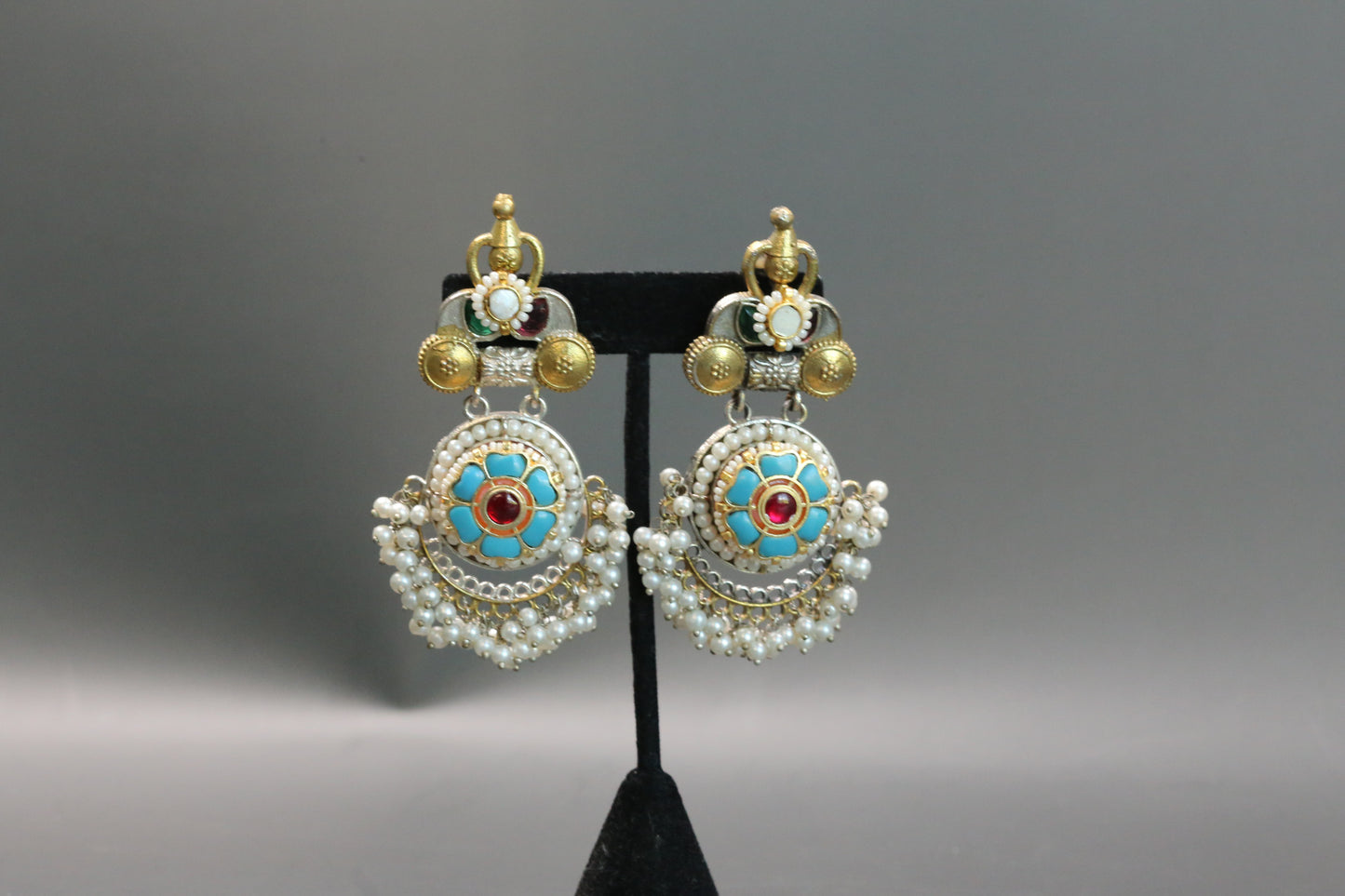 Aarna Dualtone Fusion Earrings -Turquoise