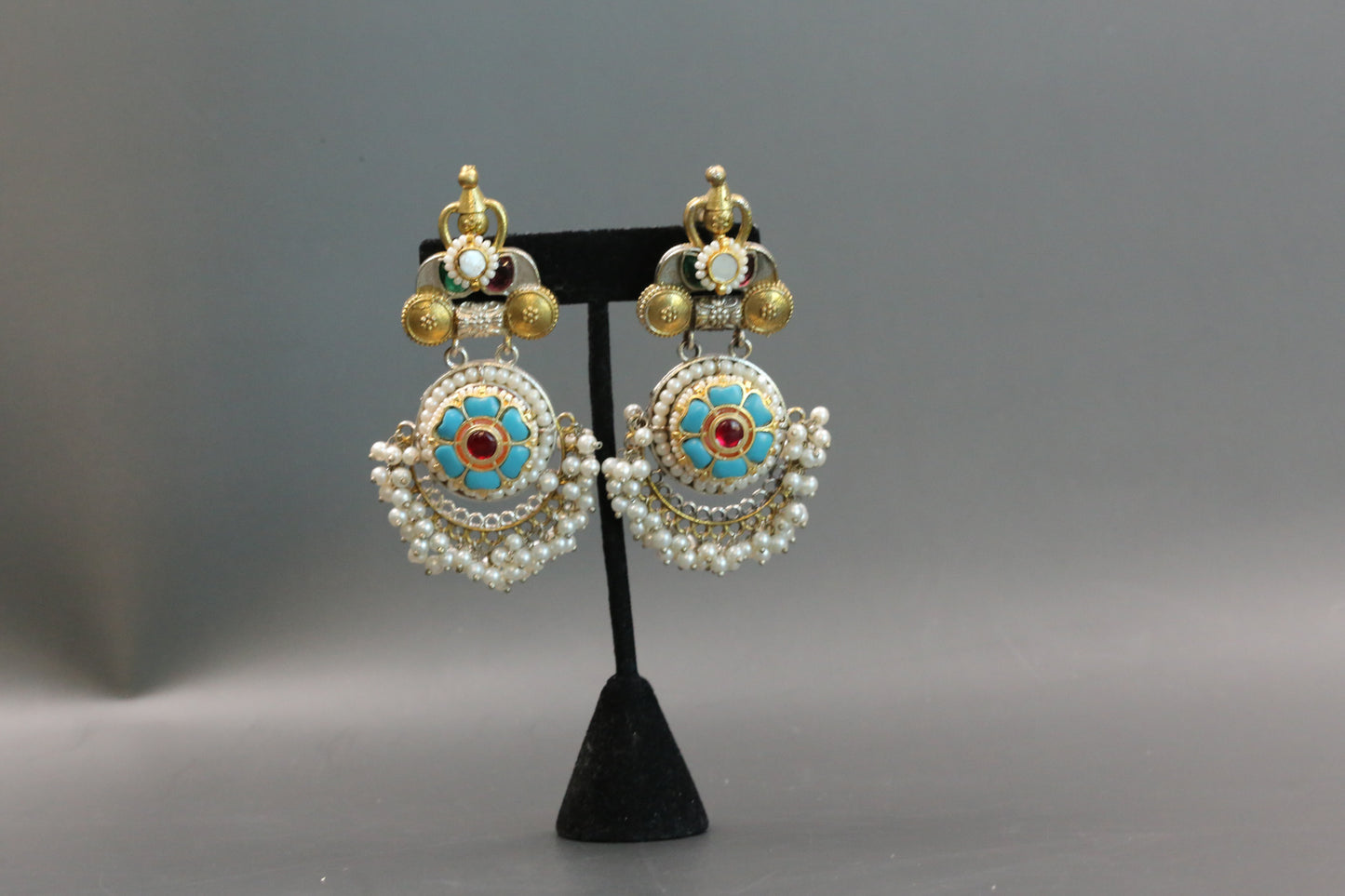 Aarna Dualtone Fusion Earrings -Turquoise
